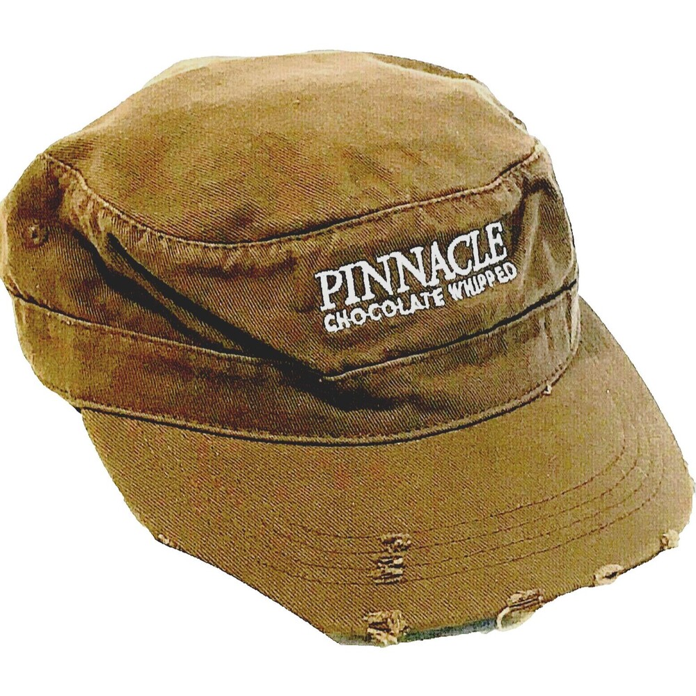 Pinnacle Vodka Military Cadet Cap Chocolate Whipped Brown Unisex Hip Hop Preppy